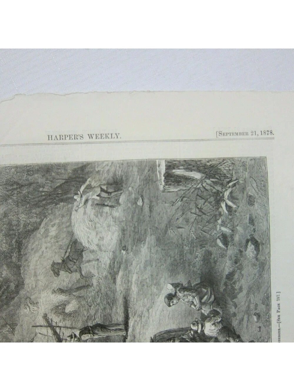 Antique 1878 Print A Harvest Scene in the West O.D. Steinberger Harper’s Weekly